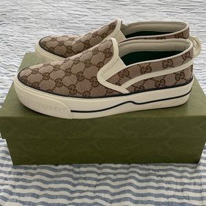 Gucci Monogram Slip On Sneakers - Like New!